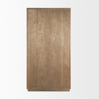 Mercana Sina Brown Oak Wood With Natural Rattan 2 Door Curio Cabinet