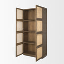 Mercana Sina Brown Oak Wood With Natural Rattan 2 Door Curio Cabinet