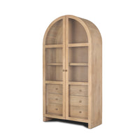 Mercana Suri Light Brown Wood With Glass Doors Arched Curio Cabinet