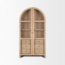 Mercana Suri Light Brown Wood With Glass Doors Arched Curio Cabinet