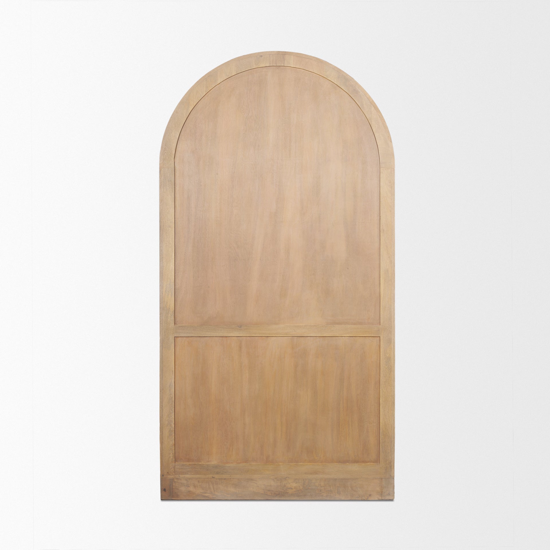 Mercana Suri Light Brown Wood With Glass Doors Arched Curio Cabinet