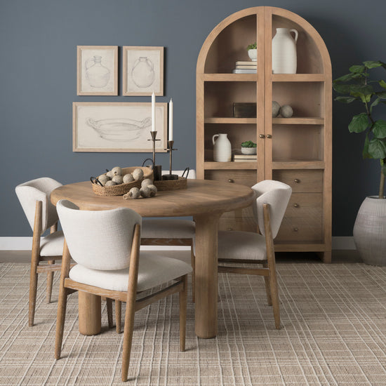 Mercana Suri Light Brown Wood With Glass Doors Arched Curio Cabinet