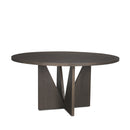 Mercana Tarro 60" Round Textured Espresso Wood With Geometrical Base Dining Table