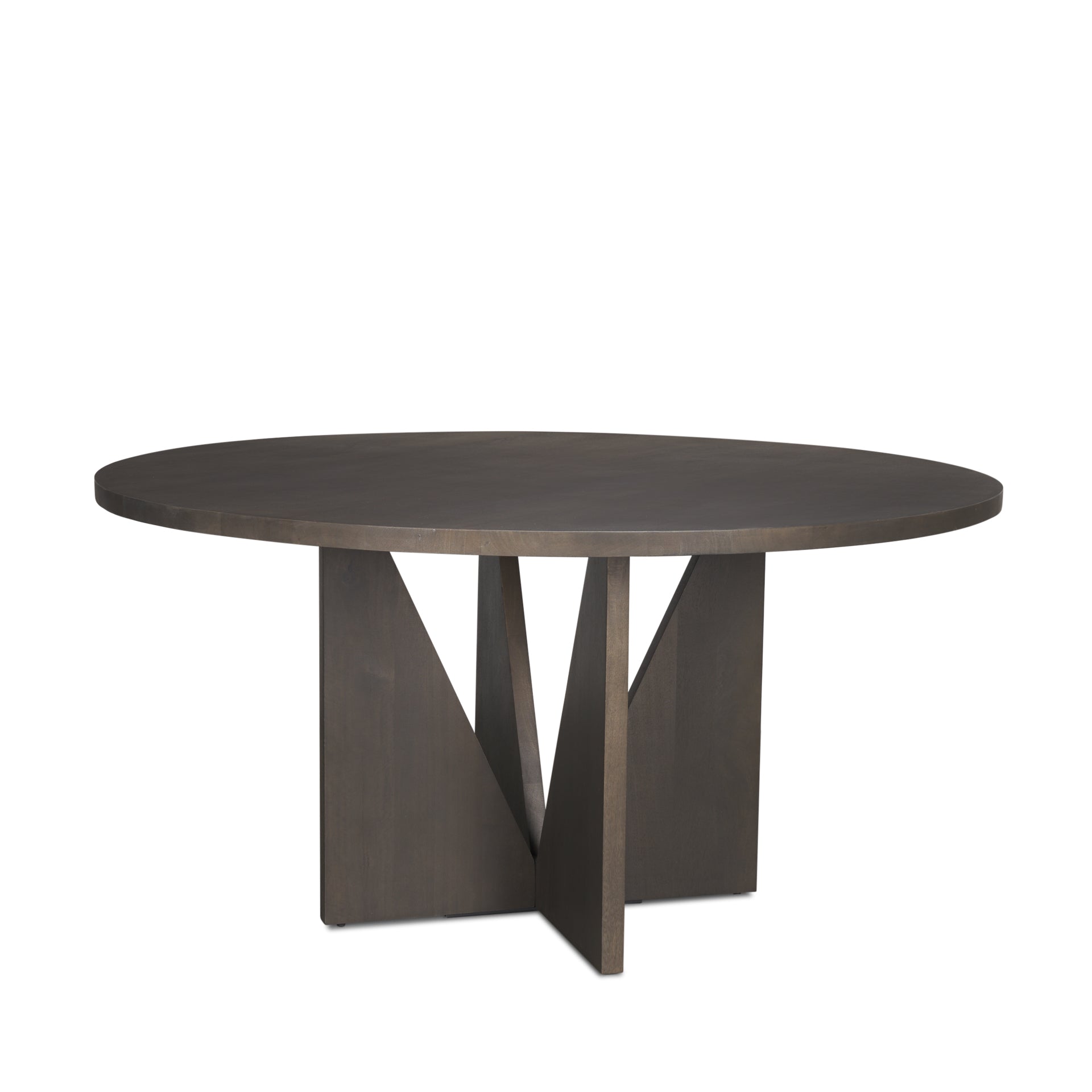 Mercana Tarro 60" Round Textured Espresso Wood With Geometrical Base Dining Table