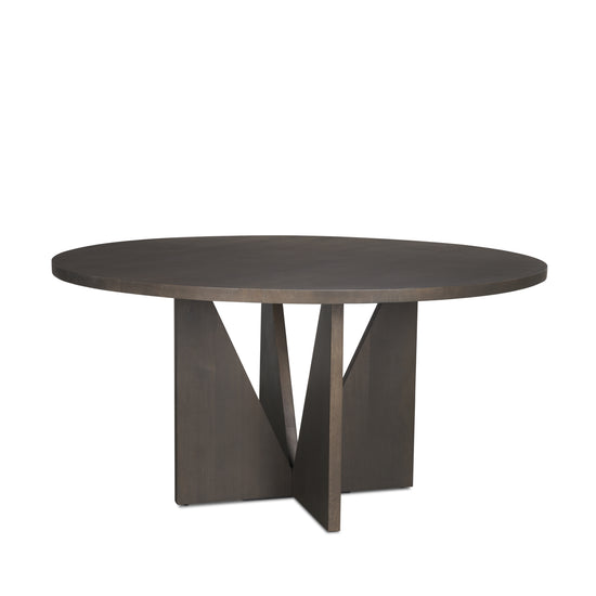 Mercana Tarro 60" Round Textured Espresso Wood With Geometrical Base Dining Table