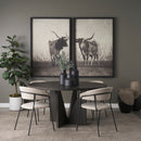 Mercana Tarro 60" Round Textured Espresso Wood With Geometrical Base Dining Table