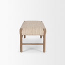 Mercana Taimo White Washed Light Brown Wood With Striped Fabric Seat Bench