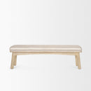 Mercana Taimo White Washed Light Brown Wood With Striped Fabric Seat Bench