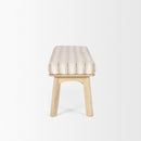 Mercana Taimo White Washed Light Brown Wood With Striped Fabric Seat Bench
