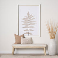 Mercana Taimo White Washed Light Brown Wood With Striped Fabric Seat Bench