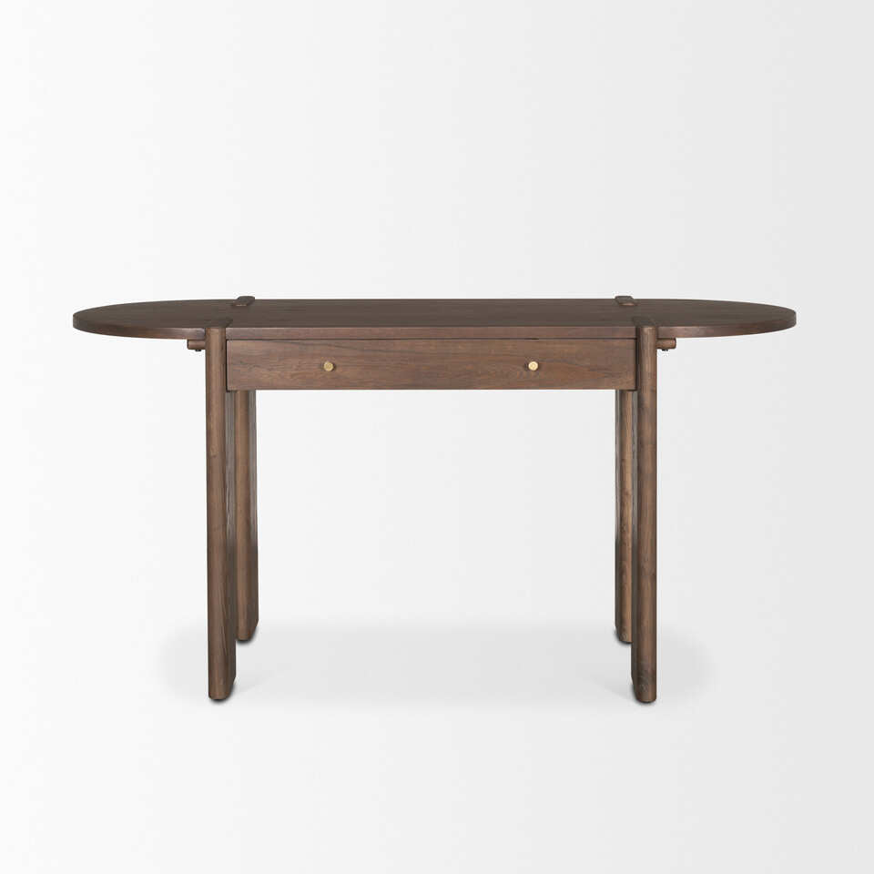 Mercana Sohan Dark Brown Elm Wood Oblong Desk