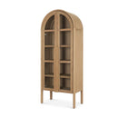 Mercana Callum Light Brown Elm Wood eith Glass Doors Arched Curio Cabinet