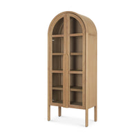 Mercana Callum Light Brown Elm Wood eith Glass Doors Arched Curio Cabinet