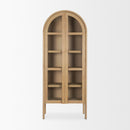 Mercana Callum Light Brown Elm Wood eith Glass Doors Arched Curio Cabinet