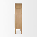 Mercana Callum Light Brown Elm Wood eith Glass Doors Arched Curio Cabinet