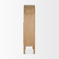 Mercana Callum Light Brown Elm Wood eith Glass Doors Arched Curio Cabinet