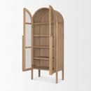 Mercana Callum Light Brown Elm Wood eith Glass Doors Arched Curio Cabinet