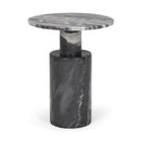 Mercana Taite Solid Dark Gray Marble Pedestal Accent Table