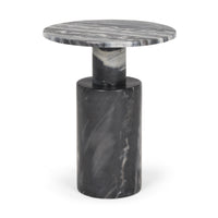 Mercana Taite Solid Dark Gray Marble Pedestal Accent Table