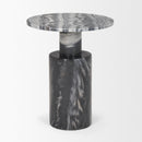 Mercana Taite Solid Dark Gray Marble Pedestal Accent Table