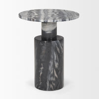 Mercana Taite Solid Dark Gray Marble Pedestal Accent Table