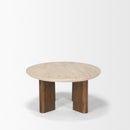 Mercana Syona Travertine + Mango Wood leg Oval Coffee table