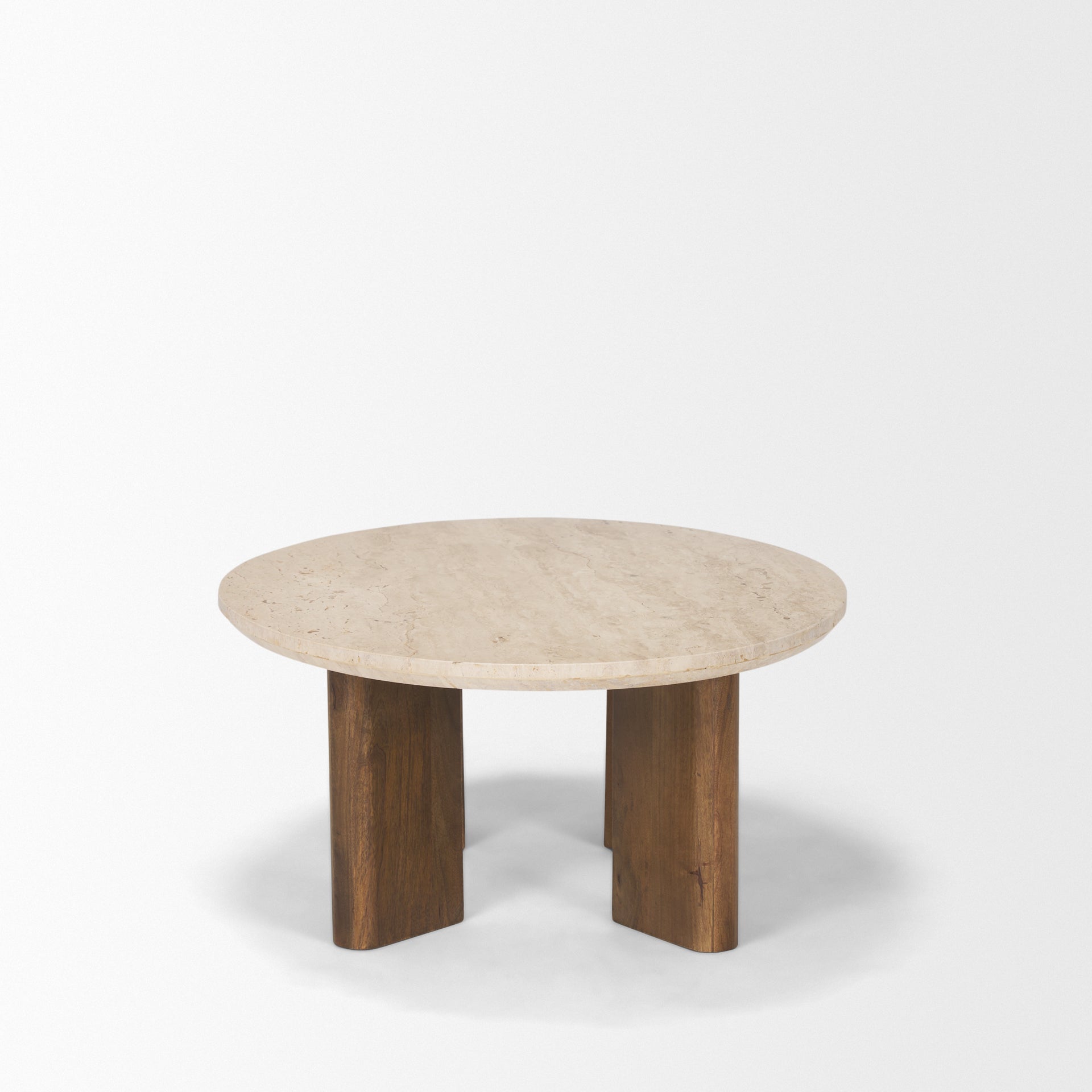 Mercana Syona Travertine + Mango Wood leg Oval Coffee table