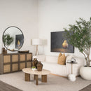 Mercana Syona Travertine + Mango Wood leg Oval Coffee table