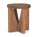 Mercana Tahlia Round Natural Brown Wood With Angled Legs Stool