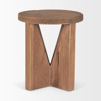 Mercana Tahlia Round Natural Brown Wood With Angled Legs Stool