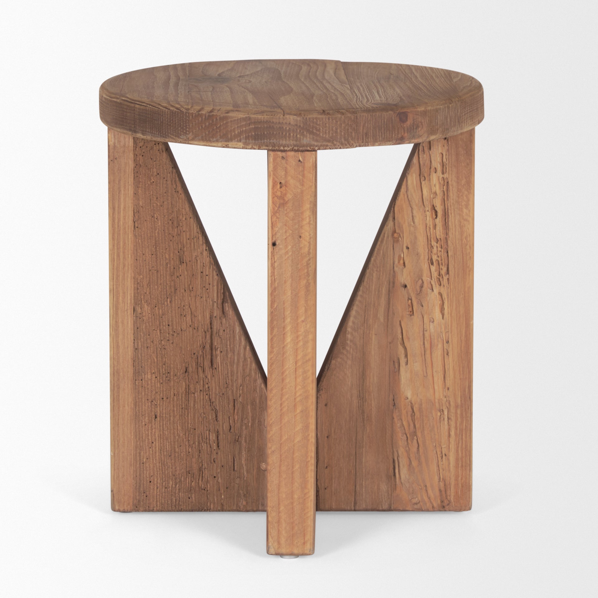 Mercana Tahlia Round Natural Brown Wood With Angled Legs Stool