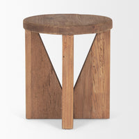 Mercana Tahlia Round Natural Brown Wood With Angled Legs Stool