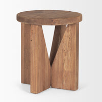Mercana Tahlia Round Natural Brown Wood With Angled Legs Stool
