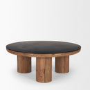 Mercana Tucson Natural Wood With Round Black Oak Top Coffee Table