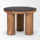 Mercana Tucson Natural Wood With Round Black Oak Top Side Table