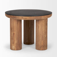 Mercana Tucson Natural Wood With Round Black Oak Top Side Table