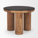 Mercana Tucson Natural Wood With Round Black Oak Top Side Table