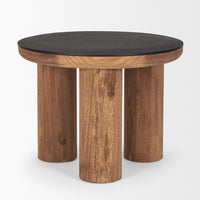 Mercana Tucson Natural Wood With Round Black Oak Top Side Table