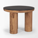Mercana Tucson Natural Wood With Round Black Oak Top Side Table