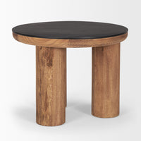Mercana Tucson Natural Wood With Round Black Oak Top Side Table