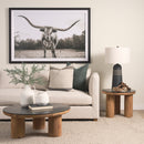 Mercana Tucson Natural Wood With Round Black Oak Top Side Table