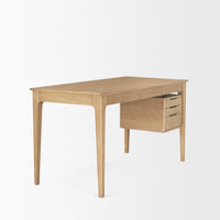 Mercana Tino Light Brown Oak Wood With 4 Drawers Desk