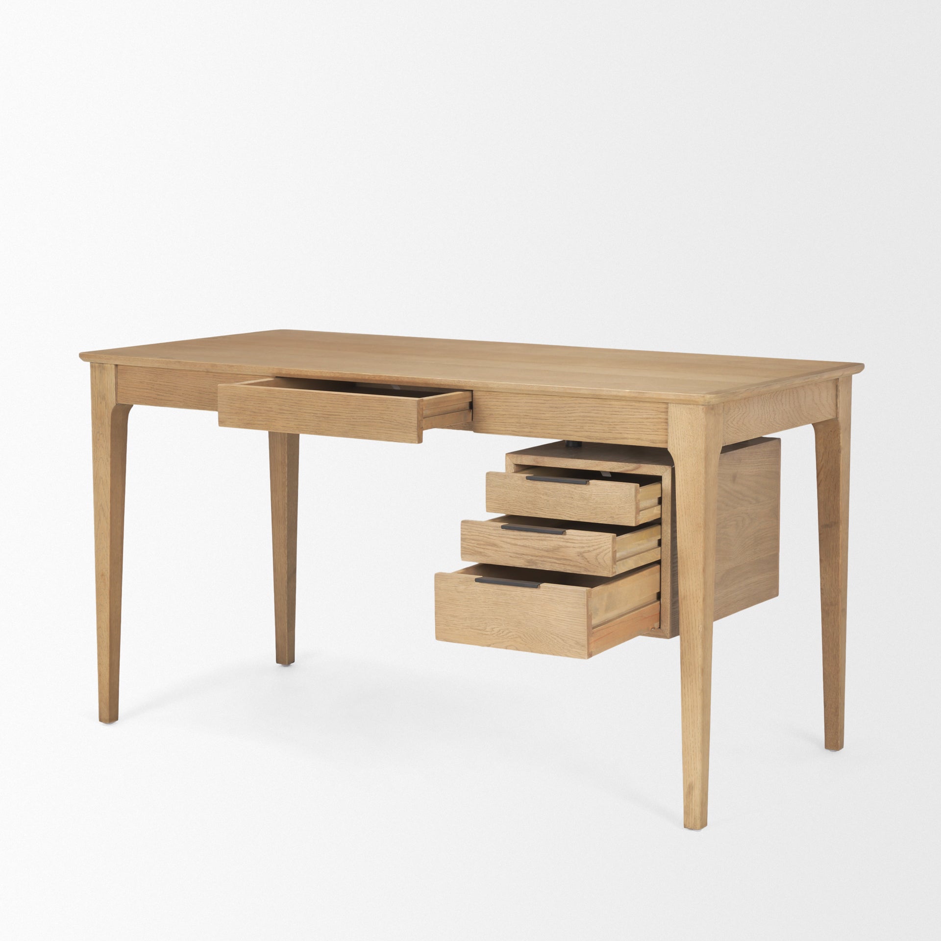 Mercana Tino Light Brown Oak Wood With 4 Drawers Desk