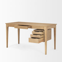 Mercana Tino Light Brown Oak Wood With 4 Drawers Desk