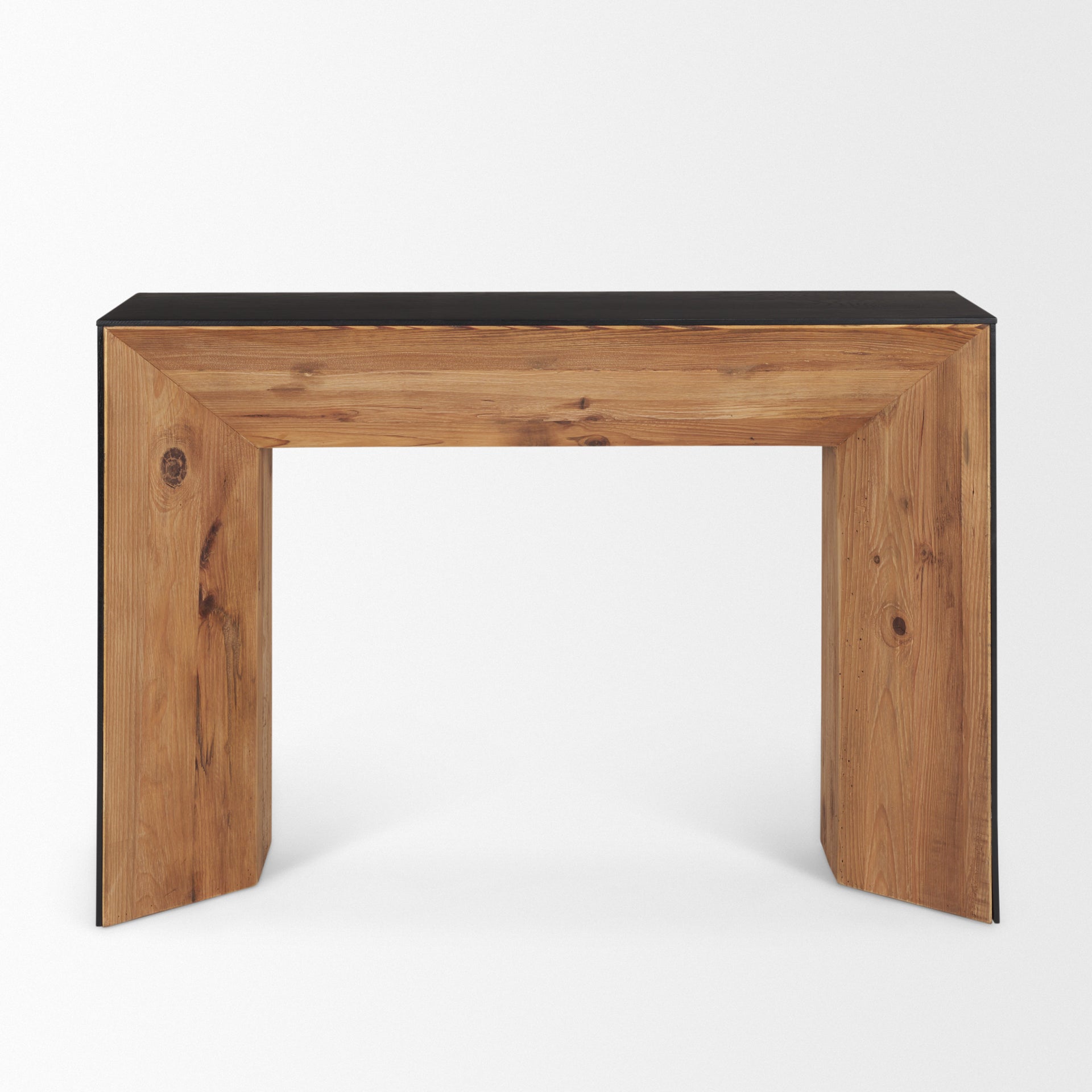 Mercana Tabor Natural Wood With Black Oak Waterfall Console Table