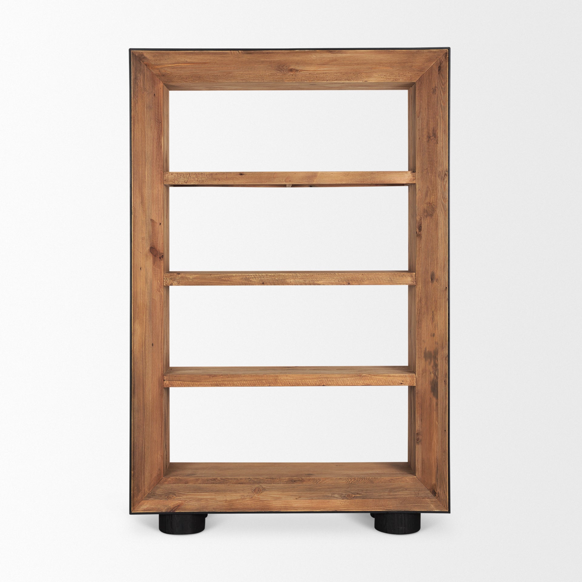 Mercana Tabor Natural Wood With Black Oak Frame Bookcase
