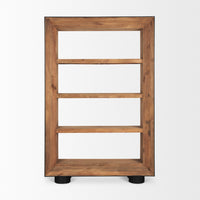 Mercana Tabor Natural Wood With Black Oak Frame Bookcase