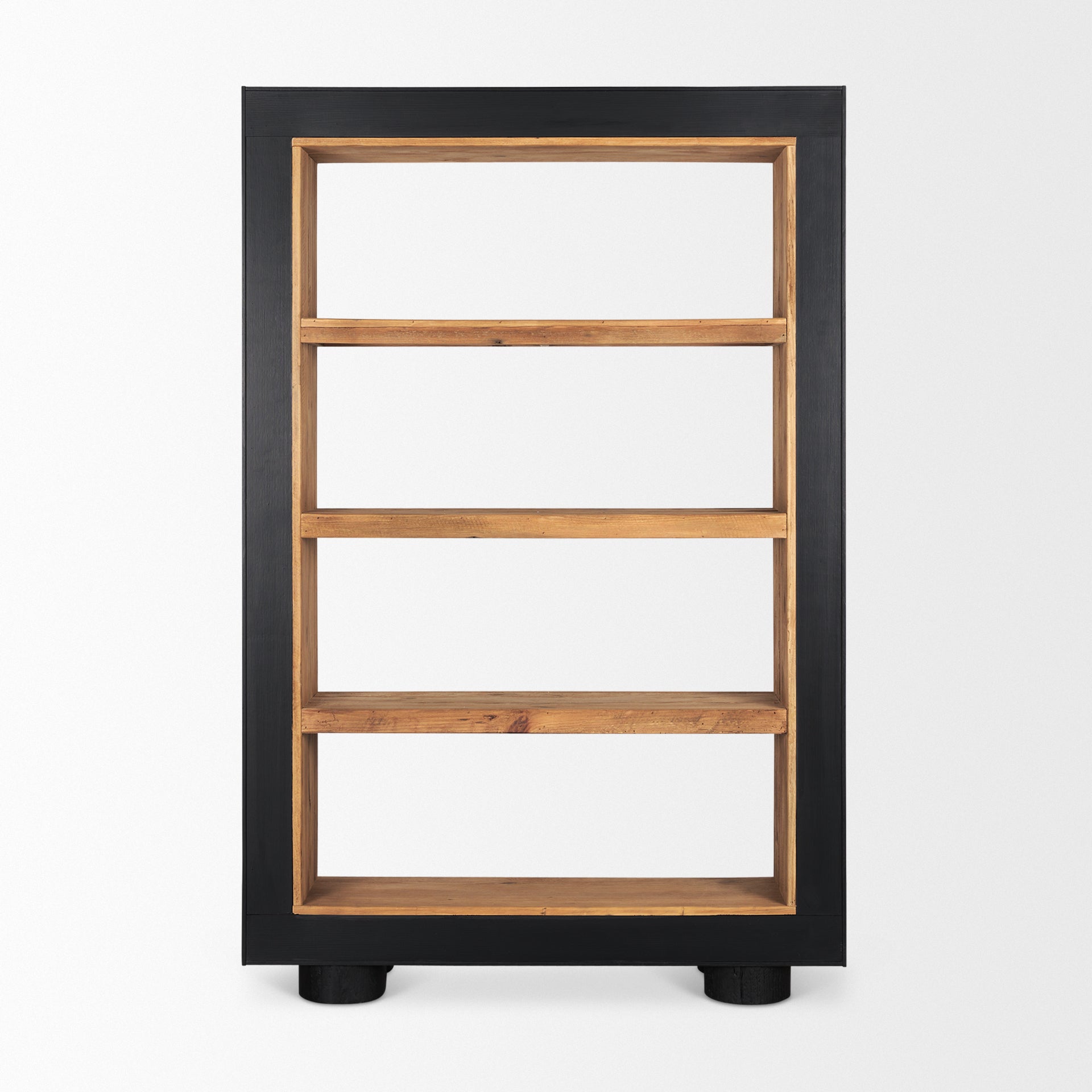 Mercana Tabor Natural Wood With Black Oak Frame Bookcase