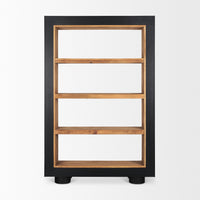 Mercana Tabor Natural Wood With Black Oak Frame Bookcase