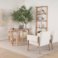 Mercana Toni Light Brown Nettlewood With Cream Heathered Performance Fabric Dining Chair